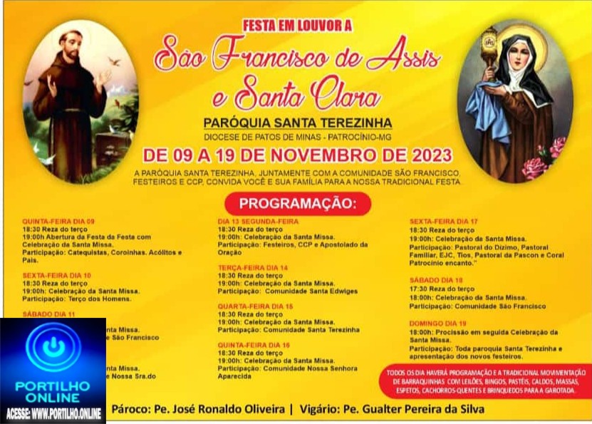 👉✍👏🤙🤝👍🙏🙌🤝GRANDIOSA FESTA COM BARRAQUINHA EM LOUVOR  A SÃO FRANCISCO E SANTA CLARA DA PARÓQUIA SANTA TEREZINHA, BAARRAQUINHAS NA IGREJA SÃO FRANCISCO DE 09/11 A 19/11/23