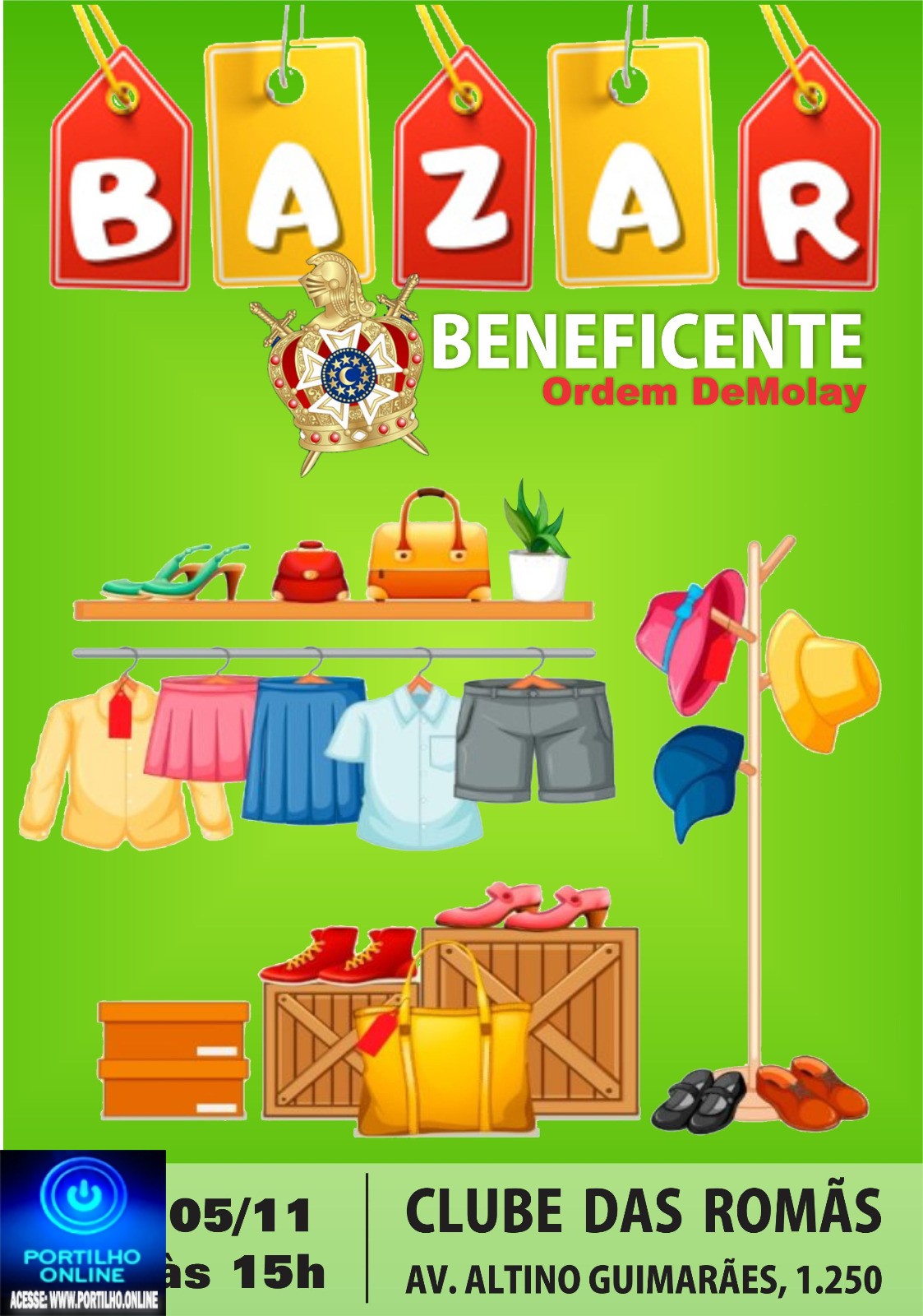 👉📢👏👘🧥👖👗👚👕🧦👢👜👓👟👞BAZAR BENEFICENTE!!! Neste domingo dia, 05/11/2023 das 13: 00 ás 15:00 no CLUBE DÁS ROMÃS!!!