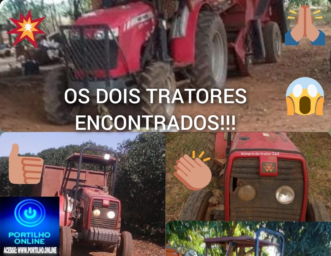 👉📢🕵🔍🙌🚜🚜👏👍🚓🚨🚔🕵🔍Graças a Deus…Os dois TRATORES ROUBADOS LOCALIZADOS NO SUL DE MINAS. Boa noite Portilho! Venho agradecer o empenho de cada um aqui do site, e a polícia militar/rodoviária