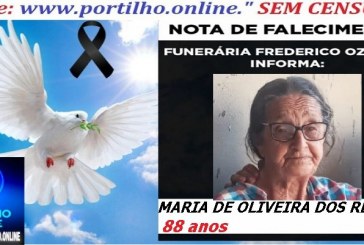 👉 LUTO!!! ⚰🕯😔😪⚰🕯😪👉😱😭 😪⚰🕯😪 NOTA DE FALECIMENTO …MARIA DE OLIVEIRA DOS REIS. 88 anos… FUNERÁRIA FREDERICO OZANAM INFORMA…