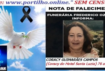 👉 LUTO!!! ⚰🕯😔😪⚰🕯😪👉😱😭 😪⚰🕯😪 NOTA DE FALECIMENTO …A. Sra. CORACY GUIMARÃES CAMPOS  (Coracy do Hotel Santa Luzia)  76 anos … FUNERÁRIA FREDERICO OZANAM INFORMA…