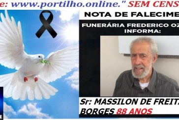 👉 ⚰🕯😔😪⚰🕯😪👉😱😭 😪⚰🕯😪 NOTA DE FALECIMENTO… O  Sr: MASSILON DE FREITAS BORGES 88 ANOS… FREDERICO OZANAM INFORMA…