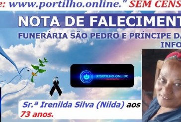 😪👉😱😭😪⚰🕯😪 NOTA DE FALECIMENTO …Faleceu em Patrocínio-MG a Sr.ª Irenilda Silva (Nilda) aos 73 anos… A FUNERÁRIA SÃO PEDRO E VELÓRIO PRÍNCIPE DA PAZ INFORMA