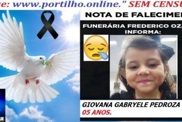 👉⚰🕯😔😪⚰🕯😪👉😱😭 😪⚰🕯😪 NOTA DE FALECIMENTO…A GAROTINHA GIOVANA GABRYELE PEDROZA 05 ANOS…  FREDERICO OZANAM INFORMA…