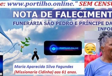 👉📢😪👉😱😭😪⚰🕯😪 NOTA DE FALECIMENTO …Sr. ª Maria Aparecida Silva Fagundes (Missionaria Cidinha) aos 61 anos…. A  FUNERÁRIA SAO PEDRO E PRÍNCIPE DA 🕊PAZ🕊 🕊 INFORMA..