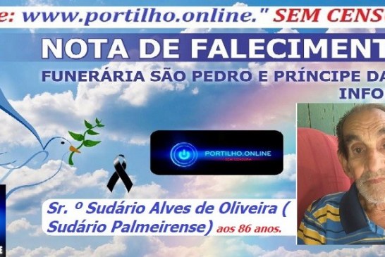 👉📢😪👉😱😭😪⚰🕯😪 NOTA DE FALECIMENTO … Faleceu em Patrocínio-MG o Sr. º Sudário Alves de Oliveira ( Sudário Palmeirense) aos 86 anos…. A  FUNERÁRIA SAO PEDRO E PRÍNCIPE DA 🕊PAZ🕊 🕊 INFORMA.