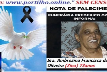 👉⚰🕯😔😪⚰🕯😪👉😱😭 😪⚰🕯😪 NOTA DE FALECIMENTO…. Faleceu a Sra. Ambrozina Francisca de Oliveira (Zina) 73anos… FREDERICO OZANAM INFORMA…