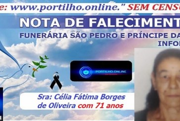 👉📢😪👉😱😭😪⚰🕯😪 NOTA DE FALECIMENTO …Faleceu hoje em Patrocínio a Sra: Célia Fátima Borges de Oliveira com 71 anos… A  FUNERÁRIA SAO PEDRO E PRÍNCIPE DA 🕊PAZ🕊 🕊 INFORMA.