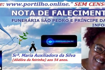 👉📢😪👉😱😭😪⚰🕯😪 NOTA DE FALECIMENTO …Faleceu em Patrocínio-MG a Srª. Maria Auxiliadora da Silva (dôdôra da feirinha) aos 54 anos… A  FUNERÁRIA SAO PEDRO E PRÍNCIPE DA 🕊PAZ🕊 🕊 INFORMA.