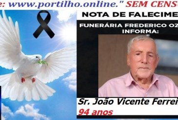 👉⚰🕯😔😪⚰🕯😪👉😱😭 😪⚰🕯😪 NOTA DE FALECIMENTO…. Faleceu o Sr. João Vicente Ferreira 94 anos … FREDERICO OZANAM INFORMA…