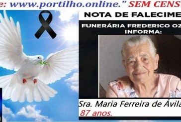 👉⚰🕯😔😪⚰🕯😪👉😱😭 😪⚰🕯😪 NOTA DE FALECIMENTO…. Faleceu a Sra. Maria Ferreira de Ávila  87anos … FREDERICO OZANAM INFORMA…