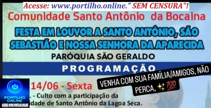 👉📢👍👏🏆🎉🎊🎹🎼Grandiosa festa na comunidade de Santo Antônio Da Bocaína: De 14/06 a 16/062024.