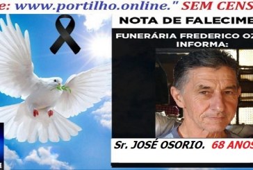 👉⚰🕯😔😪⚰🕯😪👉😱😭 😪⚰🕯😪 NOTA DE FALECIMENTO…. Faleceu o Sr. JOSÉ OSORIO.  68 ANOS… FREDERICO OZANAM INFORMA…