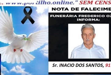 👉⚰🕯😪👉😱😭 😪⚰🕯😪 NOTA DE FALECIMENTO…. Faleceu a Sr. INACIO DOS SANTOS. 91 ANOS… FREDERICO OZANAM INFORMA…