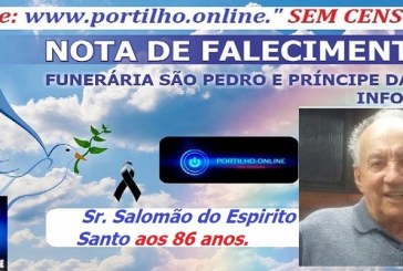 LUTO👉⚰😔🕯😪😭FUNERÁRIA SAO PEDRO E PRÍNCIPE DA PAZ INFORMA… NOTA DE FALECIMENTO E CONVITE. o Sr. Salomão do Espirito Santo aos 86 anos.