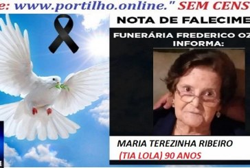 👉⚰🕯😪👉😱😭 😪⚰🕯😪 NOTA DE FALECIMENTO… A Sra.  MARIA TEREZINHA RIBEIRO (TIA LOLA)  90 ANOS… FREDERICO OZANAM INFORMA…