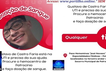 👉📢😱Preciso de sangue🆎 🅰😪👉🙏🙌💉🔬💊📌O jovem Gustavo de Castro Faria de 17 anos, está precisando de doação de sangue.