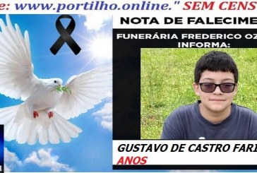 👉 ⚰🕯😔😪👉😱😭 😪⚰🕯😪 NOTA DE FALECIMENTO… o jovem adolescente GUSTAVO DE CASTRO FARIA  17 ANOS… FUNERÁRIA FREDERICO OZANAM INFORMA…