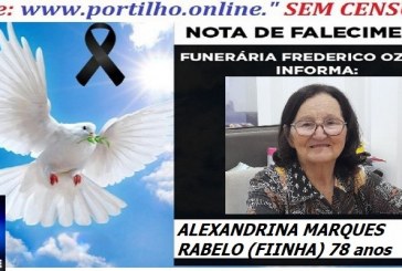 👉 ⚰🕯😔😪👉😱😭 NOTA DE FALECIMENTO… A Sra:  ALEXANDRINA MARQUES RABELO (FIINHA) 78 anos … FUNERÁRIA FREDERICO OZANAM INFORMA…