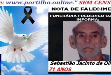 👉 ⚰🕯😔😪👉😱😭 NOTA DE FALECIMENTO… O Sr:  Sebastião Jacinto de Oliveira 71 ANOS … FUNERÁRIA FREDERICO OZANAM INFORMA…