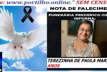 👉 ⚰🕯😔😪👉😱😭 😪⚰🕯😪 NOTA DE FALECIMENTO… A Sra: 👉 ⚰🕯😔😪👉😱😭 😪⚰🕯😪 NOTA DE FALECIMENTO… a Sra:  TEREZINHA DE PAULA MARINS. 83 ANOS…FUNERÁRIA FREDERICO OZANAM INFORMA…