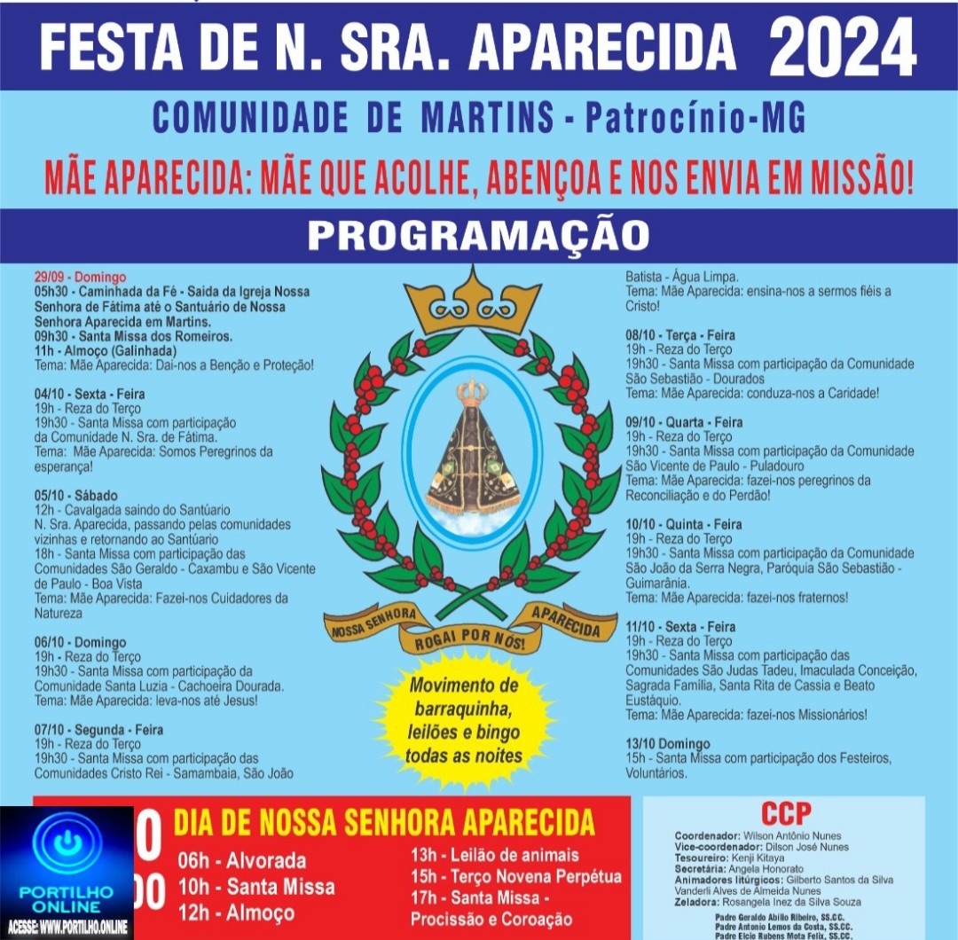 👉👏👍✍🙏🙌🤝✨Grandiosa festa 🎉 de Nossa Senhora Aparecida na comunidade de Martins: Dia 12/10/24