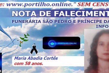 👉⚰🕯😔😪👉😱😭😪⚰🕯😪👉LUTO… NOTA DE FALECIMENTO …FUNERÁRIA SAO PEDRO E PRÍNCIPE DA 🕊PAZ🕊🕊 … INFORMA… Faleceu ontem em Patos de Minas Maria Abadia Cortês com 58 anos