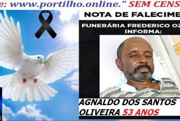 ⚰🕯😔😪👉😱😭 😪⚰🕯😪 NOTA DE FALECIMENTO… AGNALDO DOS SANTOS OLIVEIRA  53 ANOS… FUNERÁRIA FREDERICO OZANAM INFORMA…