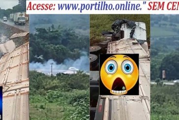 👉📢🚨🚔🚒🚑🚔💥🔥Carreta carregada de algodão tomba na BR-265 e parte da carga pega fogo