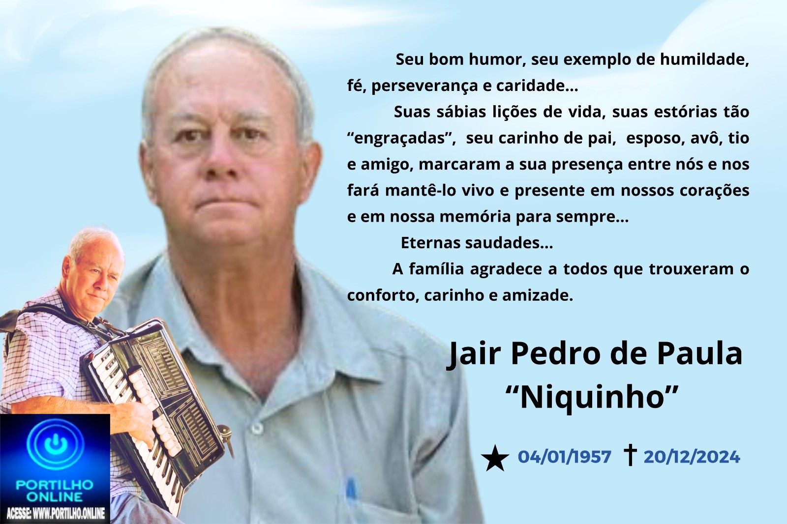 👉📢⛪🕍💒MISSA DE 7 (sétimo)👉🙌😪⚰🕯🙏 A família do Sr. Jair Pedro de Paula ( biquinha sanfoneiro)  a família agradece sensibilizada as manifestações de pesar agradece sensibilizada as manifestações de pesar