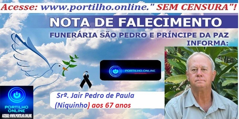 👉VITIMA DO ACIDENTE NA MG 230. LUTO…⚰😔🕯😪😭FUNERÁRIA SAO PEDRO E PRÍNCIPE DA 🕊PAZ🕊🕊 INFORMA… Faleceu em Patrocínio-MG o Srº. Jair Pedro de Paula (Niquinho) aos 67 anos
