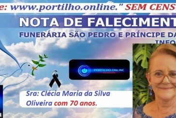 👉LUTO…⚰😔🕯😪😭FUNERÁRIA SAO PEDRO E PRÍNCIPE DA 🕊PAZ🕊🕊 INFORMA… Faleceu ontem em Patrocinio a Srª. Clécia Maria da Silva Oliveira com 70 anos