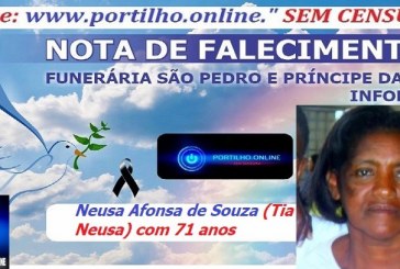 👉LUTO…⚰😔🕯😪😭FUNERÁRIA SAO PEDRO E PRÍNCIPE DA 🕊PAZ🕊🕊 INFORMA…Faleceu ontem em Patrocínio, a Sra:  Neusa Afonsa de Souza (Tia Neusa) com 71 anos