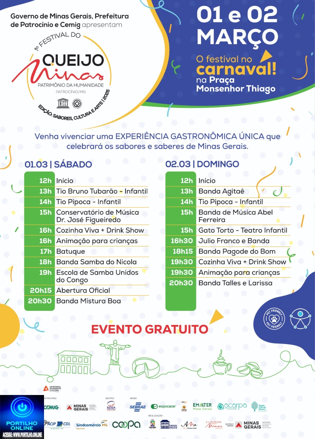 📢🗣👉✍👏👍🧀Governo de Minas Gerais, CEMIG e Prefeitura de Patrocínio, através da Secretaria de Cultura e Turismo, apresentam: 1º Festival do Queijo Minas – Patrimônio da Humanidade | Edição: Sabores, Cultura e Arte.