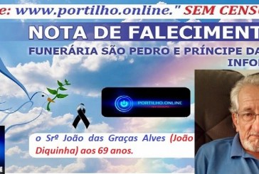 👉LUTO…⚰😔🕯😪😭FUNERÁRIA SAO PEDRO E PRÍNCIPE DA 🕊PAZ🕊🕊 INFORMA…  Faleceu hoje em Patrocínio, o  Srº João das Graças Alves (João Diquinha) aos 69 anos.