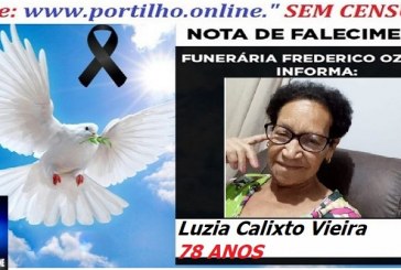 ⚰ 🕯😔😪👉😱😭 😪⚰🕯😪 NOTA DE FALECIMENTO… Luzia Calixto Vieira   78 ANOS… FUNERÁRIA FREDERICO OZANAM