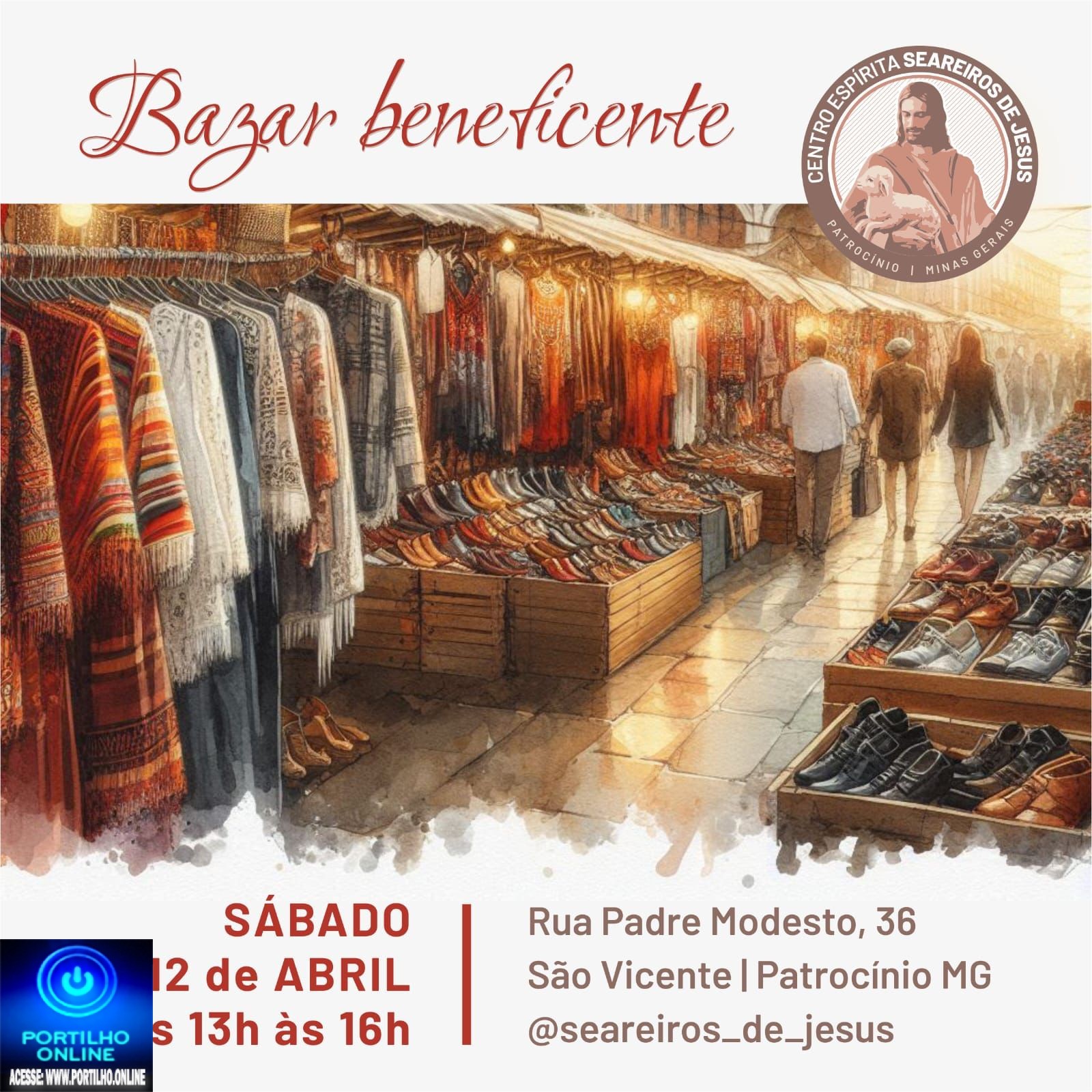 👉📢👏👘🧥👖👗👚👕🧦👢👜👓👟👞  BAZAR BAZAR BENEFICENTE NESTE SÁBADO, DIA 12/04/2025, DAS 13H ÀS 16H, AO LADO DA CRECHE MARCO TÚLIO – SEAREIROS DE JESUS