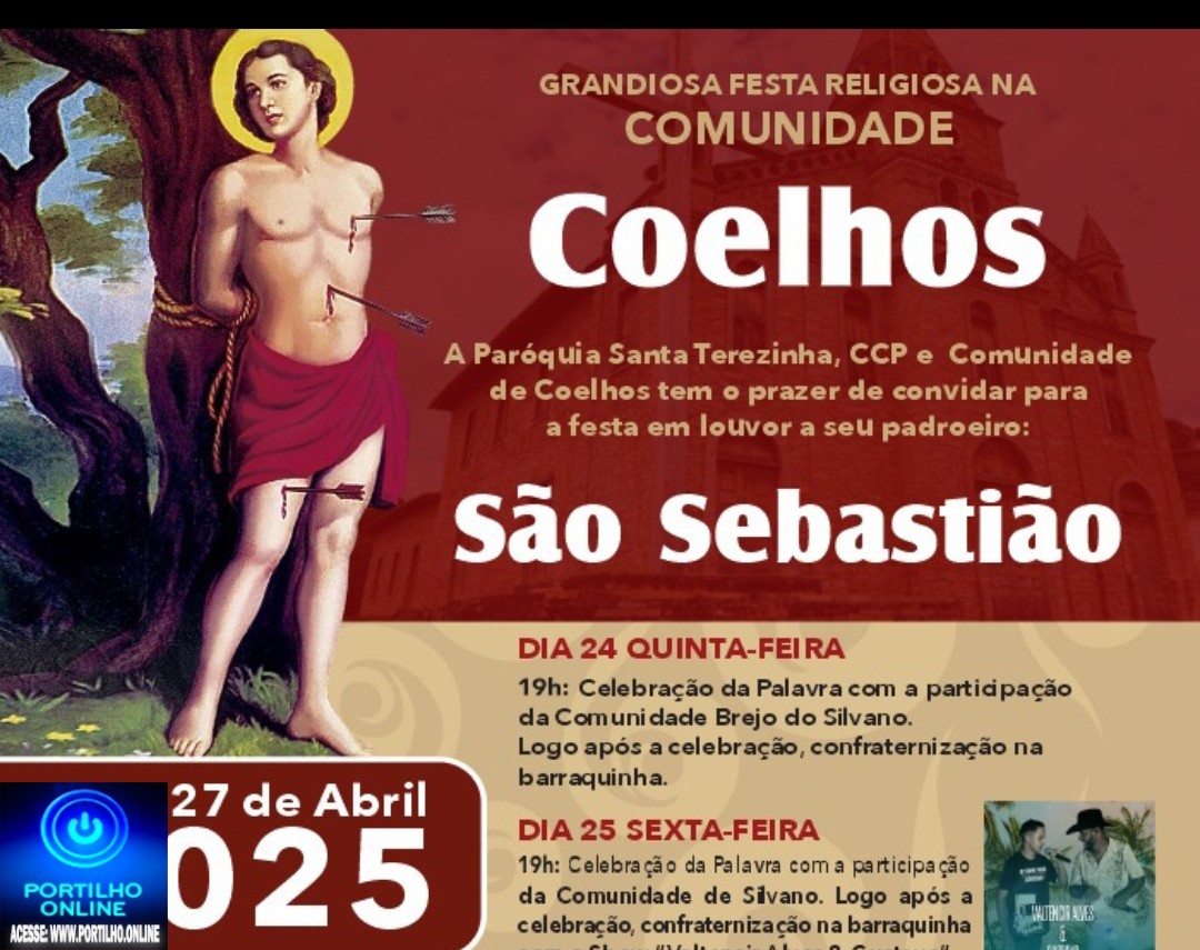 🚀📢👍🚔🤙👏🙏🤝🙌INICIA HOJE A FESTA DE SÃO SEBASTIÃO NA COMUNIDADE DOS 🐇 COELHOS 🐰