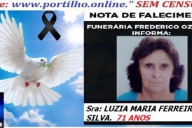 👉😱😭😪⚰🕯😪 NOTA DE FALECIMENTO. FUNERÁRIA FREDERICO OZANAM INFORMA… Faleceu hoje , a Sra: LUZIA MARIA FERREIRA SILVA.  71 ANOS