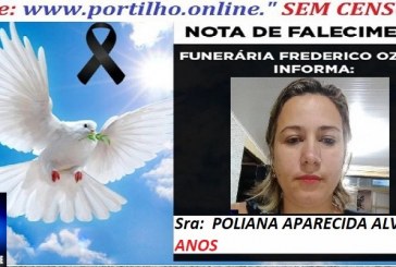 👉😱😭😪⚰🕯😪 NOTA DE FALECIMENTO. FUNERÁRIA FREDERICO OZANAM INFORMA… Faleceu ontem em Patrocinio, a Sra:  POLIANA APARECIDA ALVES  40 ANOS