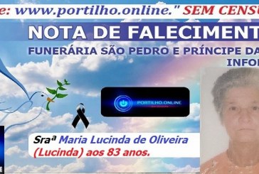 👉LUTO…⚰😔🕯😪😭FUNERÁRIA SAO PEDRO E PRÍNCIPE DA 🕊PAZ🕊🕊 INFORMA… Faleceu em Patrocínio-MG a Sraª Maria Lucinda de Oliveira (Lucinda) aos 83 anos.