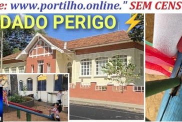 👉📢🚎😱Cuidado perigo ⚡ Escola 🎒 🏫 Honorato Borges : brinquedos do parquinho, precisa urgentemente de reforma