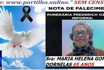 👉😱😭😪⚰🕯😪 NOTA DE FALECIMENTO. FUNERÁRIA FREDERICO OZANAM INFORMA… Faleceu ontem , a Sra: MARIA HELENA GOMES DORNELAS  65 ANOS