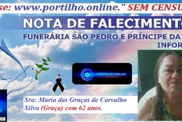 👉LUTO…⚰😔🕯😪😭FUNERÁRIA SAO PEDRO E PRÍNCIPE DA 🕊PAZ🕊🕊 INFORMAM…   Faleceu em Patrocínio-MG a Srª Maria das Graças de Carvalho Silva (Graça) com 62 anos