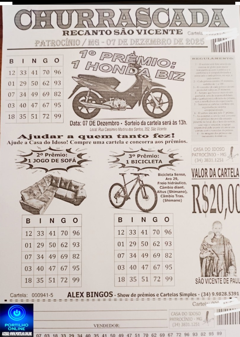 📢✍👉🤝👏🙌👍🤠🍡🍖🥩CHURRASCADA DA CASA DO IDOSO(ASILO). Domingo dia, 12/12 2025/ no parque de exposições. Patrocinio MG