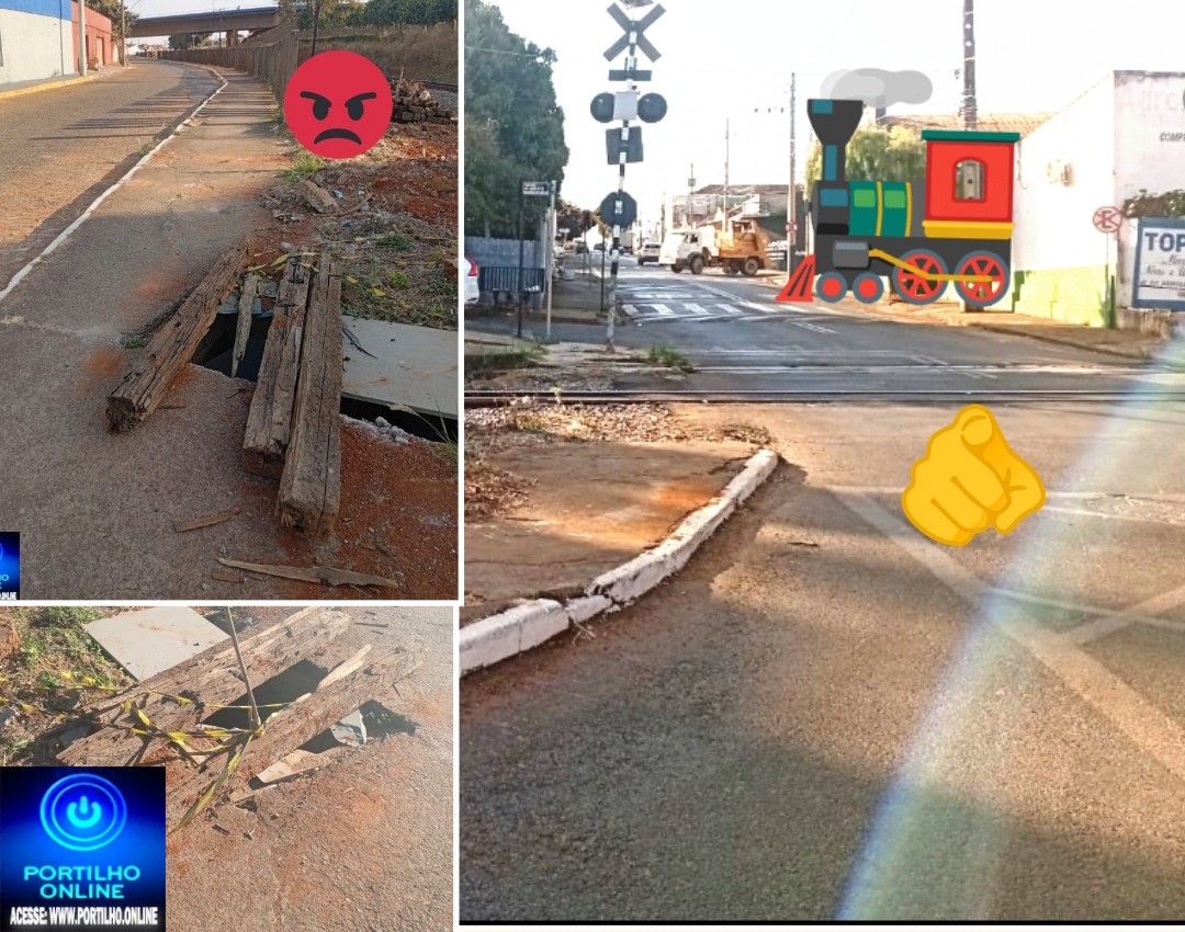 👉🫵🕳🪤😡😠📢🚑🚨👎👀🚂 🚂Buraco feito pela ferrovia vli próximo a calçada na travessia da Presidente Vargas, gera reclamações
