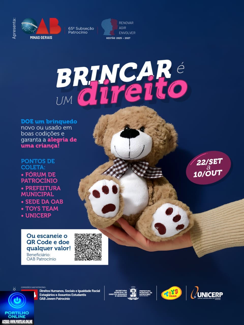 Brincar é um Direito.  OAB convida você a transformar essa data em um momento de alegria e esperança.