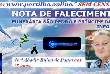 👉LUTO…⚰😔🕯😪😭FUNERÁRIA SAO PEDRO E PRÍNCIPE DA 🕊PAZ🕊🕊 INFORMAM… Faleceu em Patrocínio-MG a Sr.ª Abadia Rufina de Paula aos 78 anos. anos.