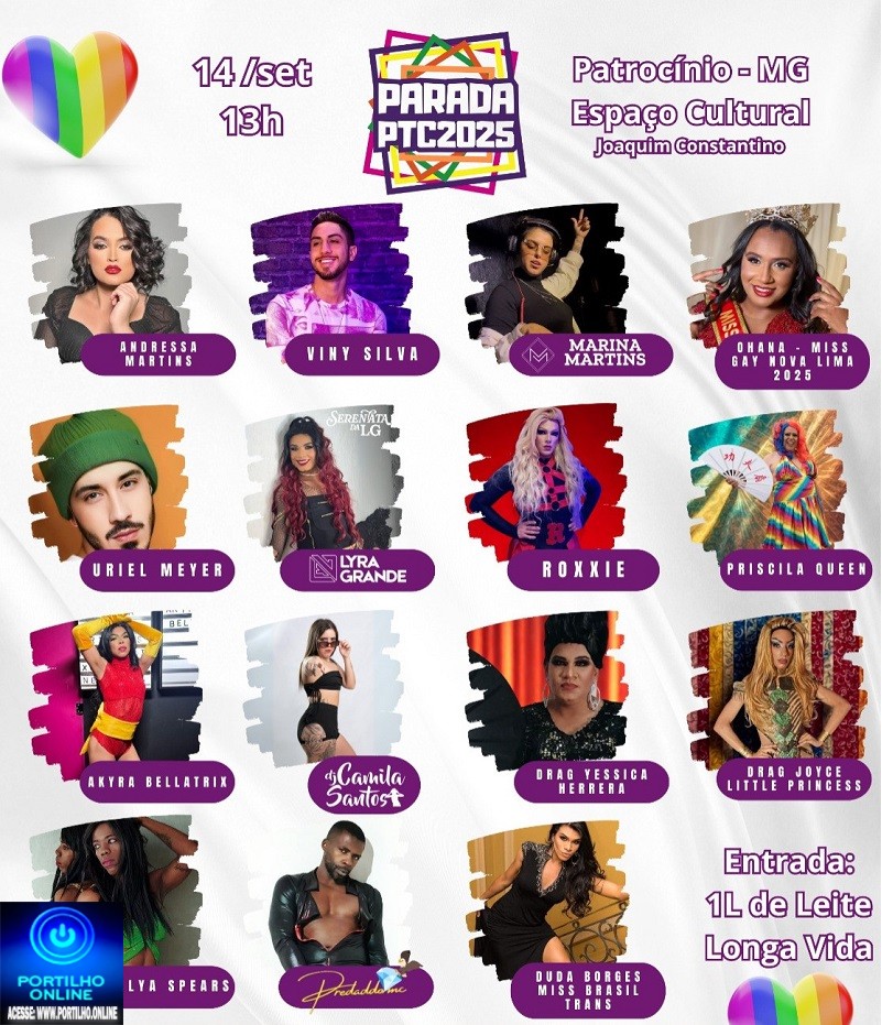 👉🌈🌈👍👏🙌💐🌸🌹✨🎧🎤🎹🥁🤹🌈🌈*Parada PTC 2025 movimenta Patrocínio com diversidade, cultura e solidariedade neste domingo*