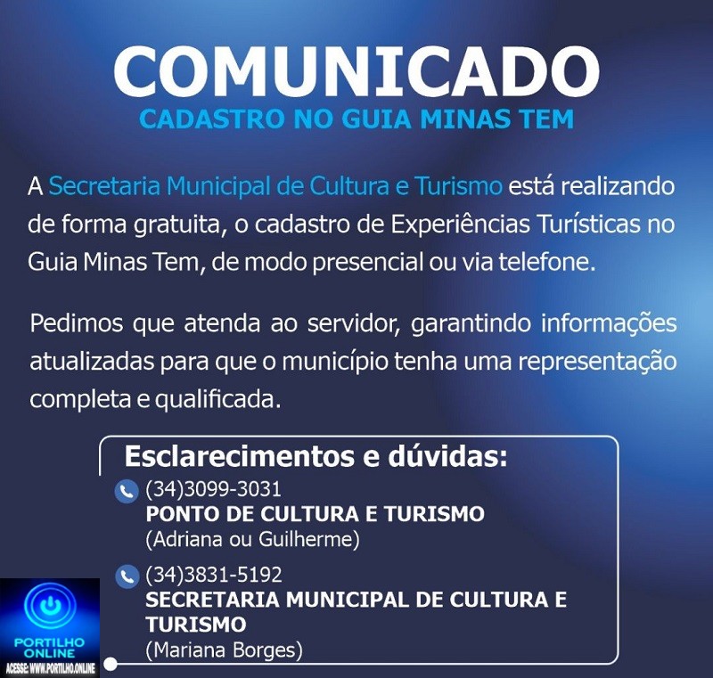 COMUNICADO ⚠️✅  CADASTRO GUIA MINAS TEM